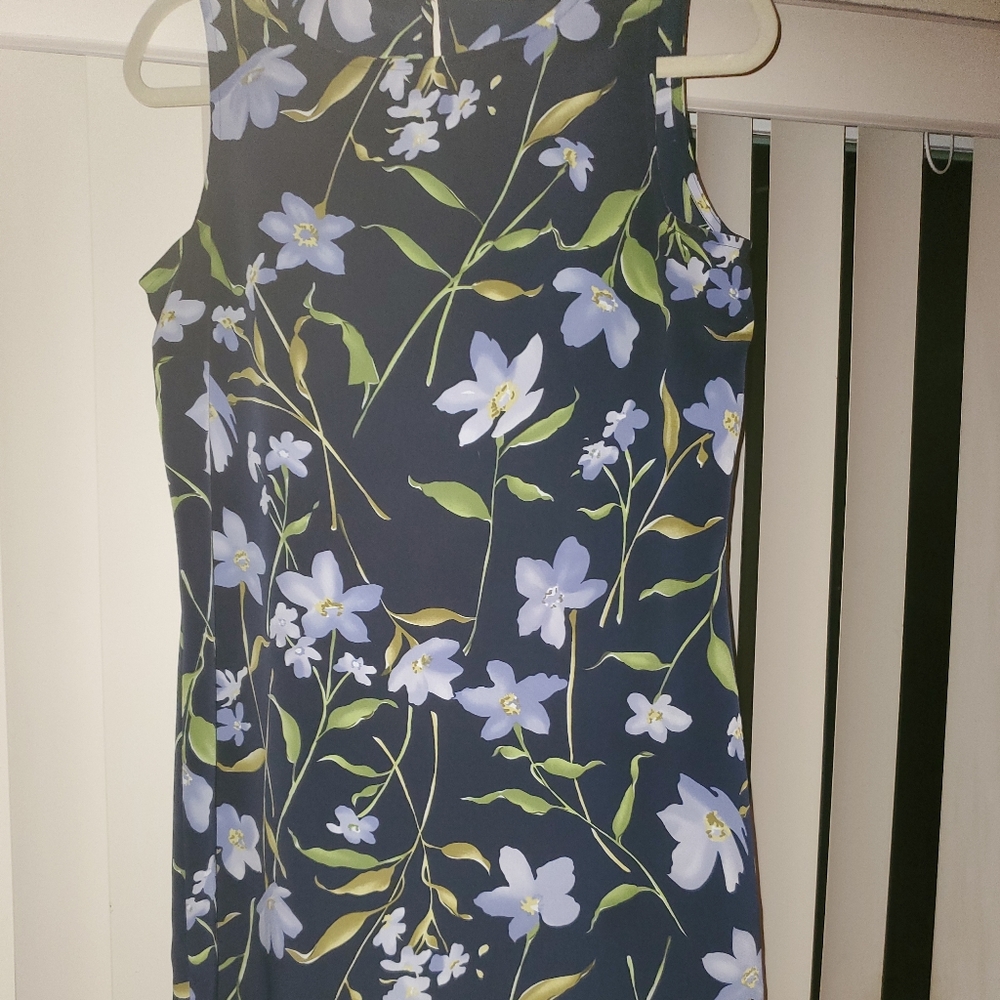 Navy Blue and green palette sheath / tank dress